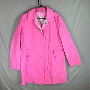 Pretty in "Pink Carnation" Reversible Raincoat, Size Large - Cottagecore Preppy